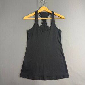 Lululemon Cool Racerback Tank Top Womens Size 6 Black Ruched Yoga Athletic